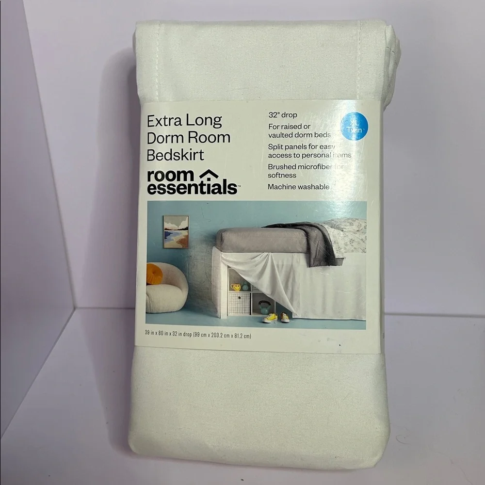 Twin/Twin XL CiCLO rPET Dorm Room Bed Skirts White - Room Essentials